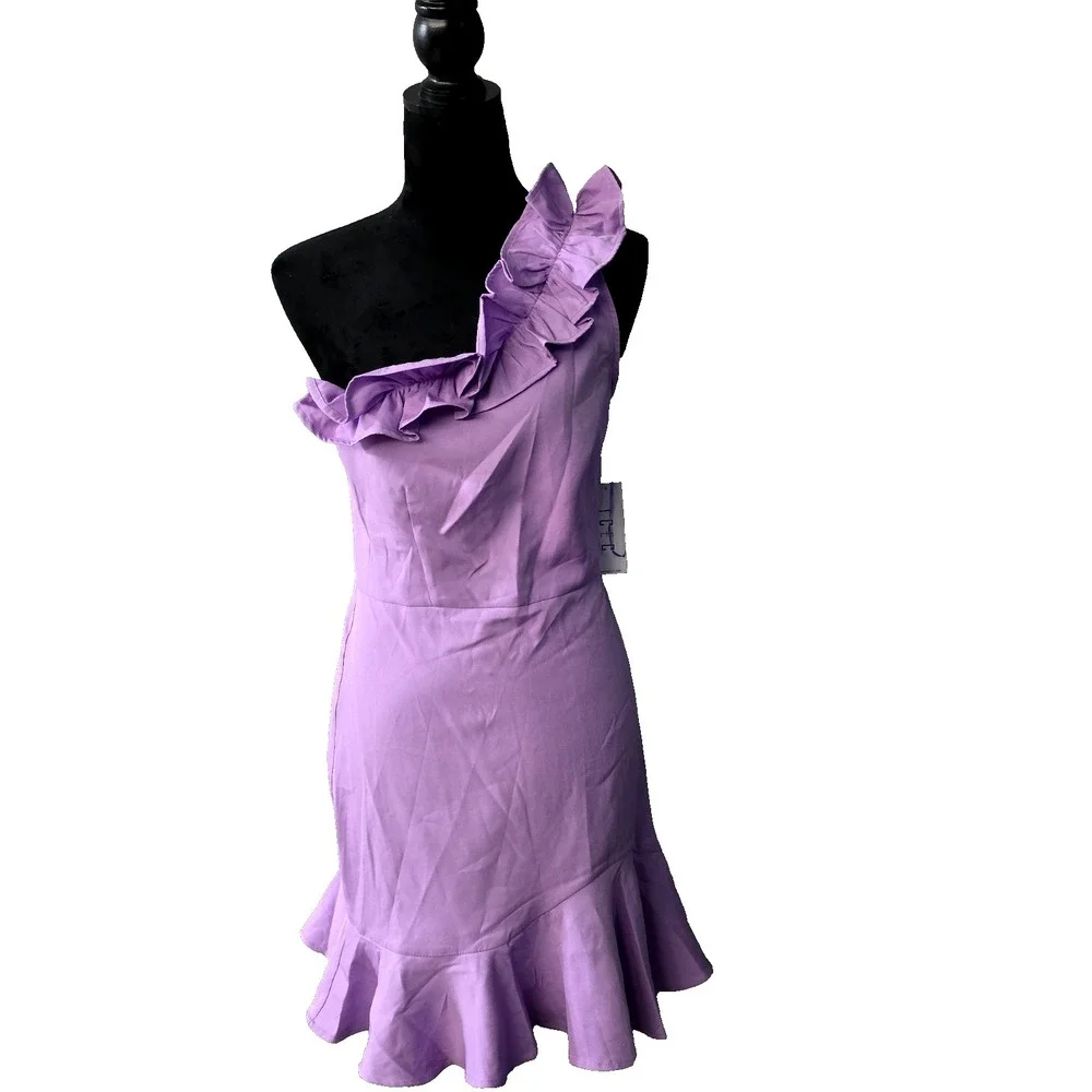 TCEC Asymmetrical One‎ Shoulder Ruffle Dress Size Medium Lavender CD01911